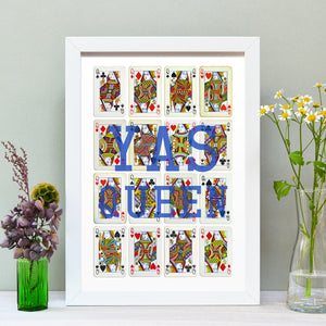 Queens personalised playing cards print